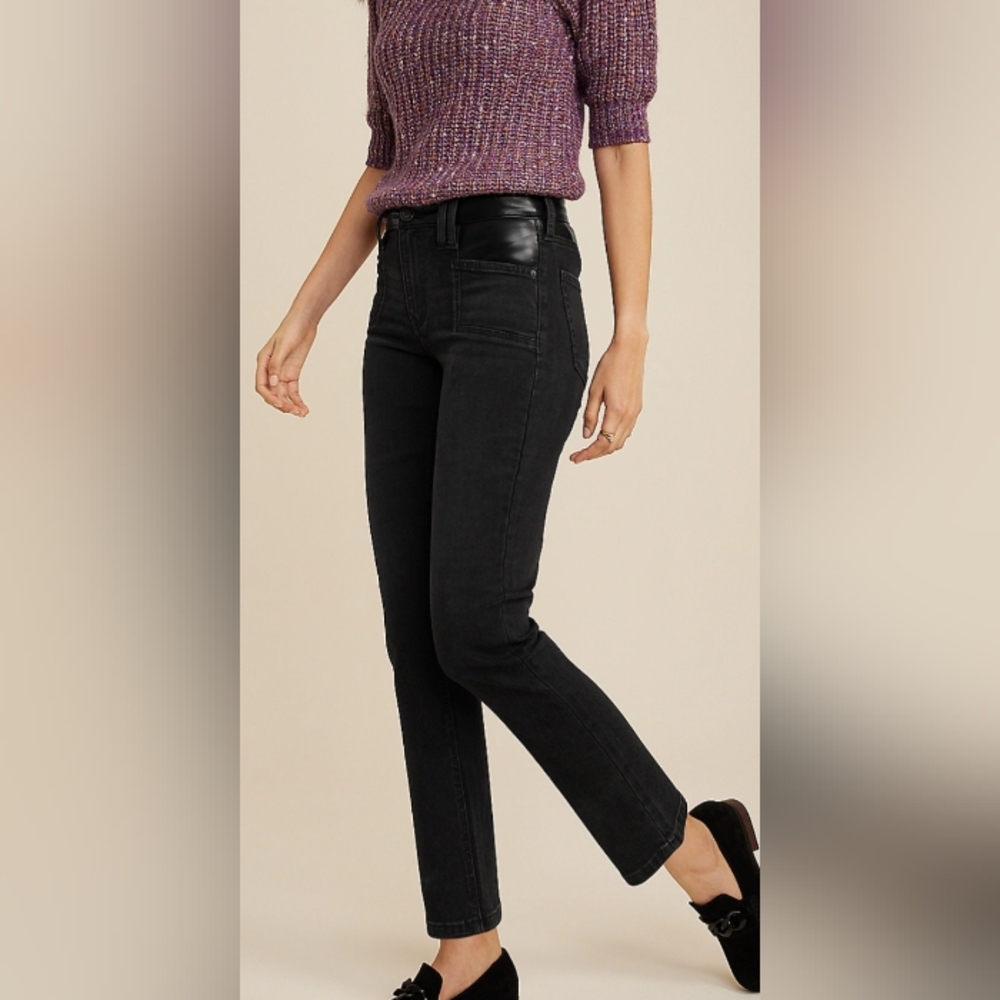 Maurices m Jeans Black Plus Slim Straight Ankle High Rise Jeans Faux Leather
